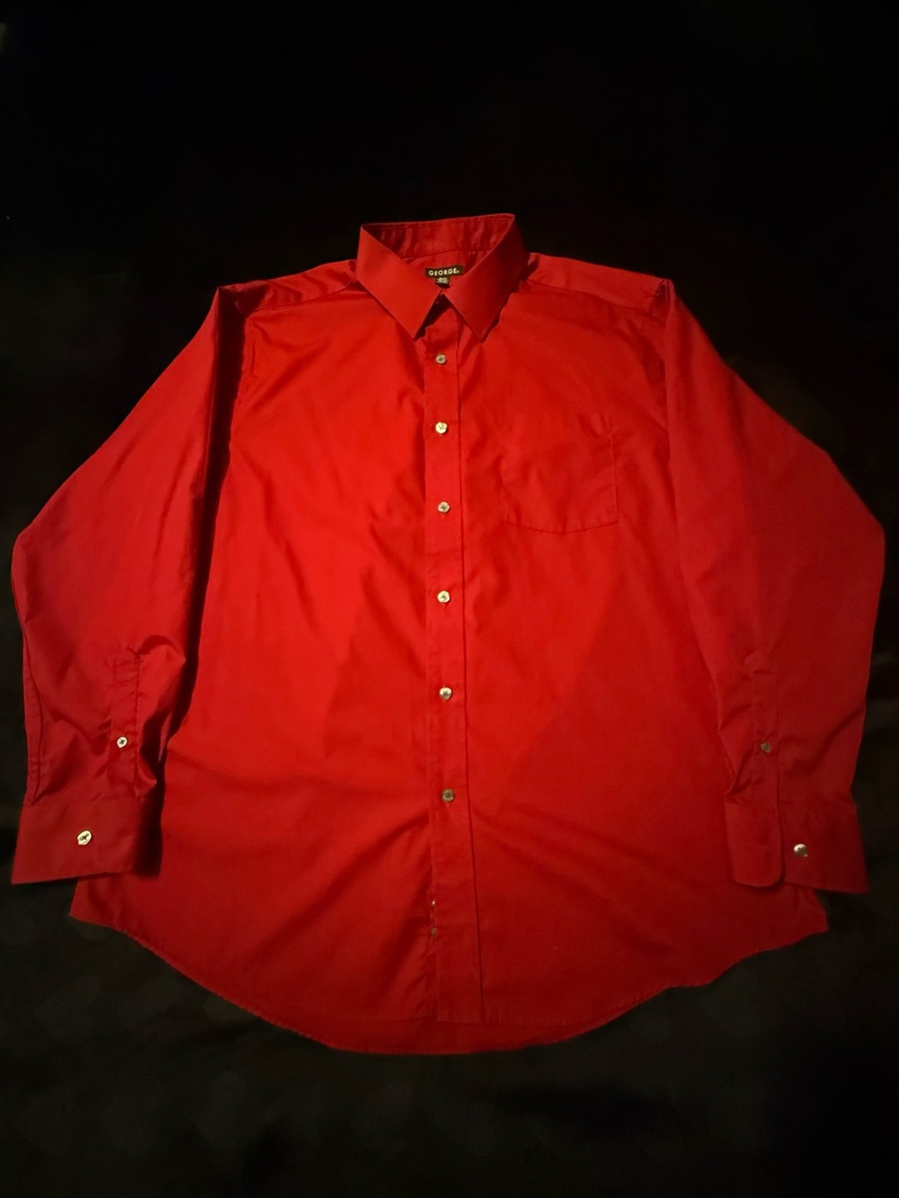 George Bright Red Long-Sleeve Dress Shirt XL